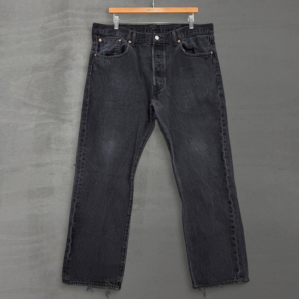 Vintage Levi's 501 XX Original Fit Jeans Black Faded Button Fly 38 x 30